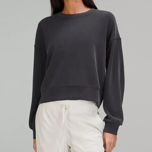 Lululemon Black Softstreme Perfectly Oversized Cropped Crew Size 8 EUC